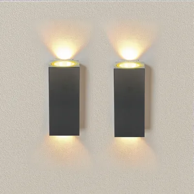 Produktbild von 7MAGIC Wandleuchte Aussen Innen, IP55 Wasserdichte, 3W Warmweiß 3000K, Aluminium Rechteckig Außen Wandlampe Außenlampe Außenleuchte für Garten Front Badezimmer Veranda Garage, 2 Stück, Schwarz