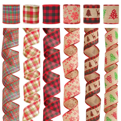 Produktbild von Weihnachtsband 6 x 5 m - Drahtband - Dekoband - Tartanband - Geschenkverpackung - Basteln - Hochwertiges Material - Dekoband