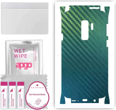 Produktbild von apgo Rückseite + Seiten Schutzfolie, Skin, kompatibel mit Samsung Galaxy S9 Plus, Hinten Displayschutzfolie aus Vinylfolie, kratzfest, einfache Montage - Kohlenstoff-Chamäleon CAKA1