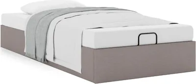 Image de Cadre de lit ottoman sans matelas taupe 100x200 cm tissu