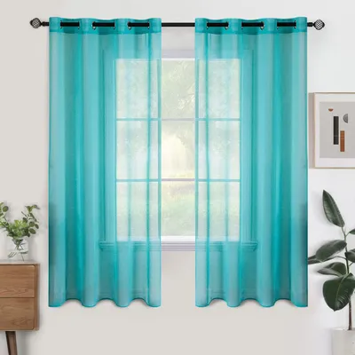 Transparente Vorhänge mit Ringen, 2er-Set, 140x145 cm, blau
