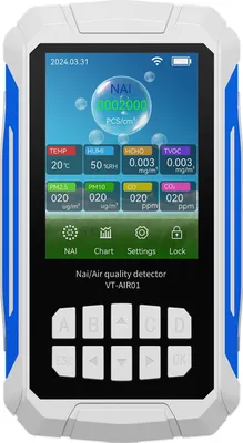 Productafbeelding van SENECESLI Professionele luchtkwaliteitsmeter voor binnenshuis, draagbare luchtanalysator met 2,8-inch display voor het meten van luchtvochtigheid, VOC, PM2.5, PM10, CO2 (wit)