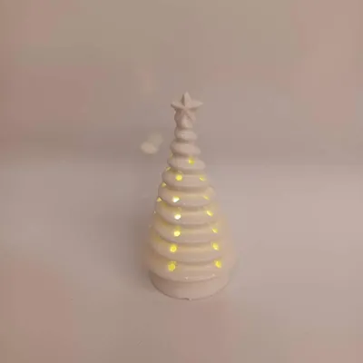 Obrázek produktu pro DECOLED Keramický stromeček, 6,2 x 6,2 x 11,2 cm, teple bílá, 2xLR44