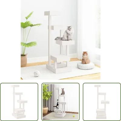 Obrázek produktu pro The Living Store Strom pro kočky bílý 45,5x49x103 cm z masivního borovicového dřeva