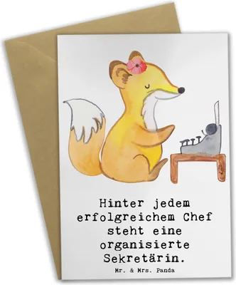 Produktbild von Mr. & Mrs. Panda Grußkarte Sekretärin Erfolg - Weiß - Geschenk, Berufsleben, Sekretärinnen wertschätzen, Berufe, Beruf, Organisation, weihnachtskarten, Berufspassion