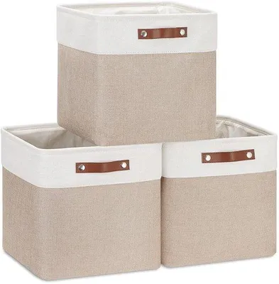 Immagine prodotto di Set di contenitori da 3 pezzi, color kaki e bianco, 28 cm