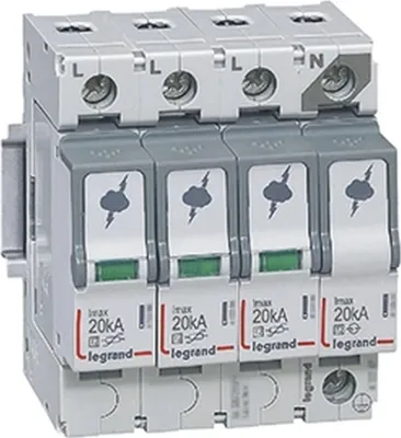 Obrázok produktu pre Legrand AC prepäťová ochrana, 3-pólová + N/PE, typ II, 1 ks.