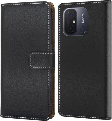 Produktbild von Handy Tasche für Xiaomi Redmi 12C Schutzhülle Bookstyle Etui Klapphülle Wallet Flip Cover Case Schwarz