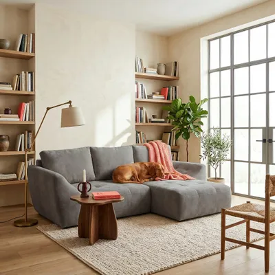 Produktbild von MUFFO Ecksofa NICE L Rechts mit Schlaffunktion 137x204 Chenille Grau