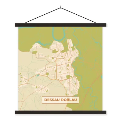 Produktbild von MuchoWow® Textilposter Dessau-Roßlau - Karte - Vintage - Stadtplan 60x60 cm mit schwarzem Rahmen - Posteraufhänger