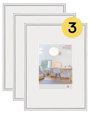 Produktbild von walther design Bilderrahmen silber 29,7 x 42 cm (DIN A3) mit Kunstglas 3er Pack,