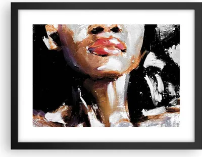 Produktbild von Gerahmtes Poster - Schwarzer Rahmen - Öl Mund Frau - 40x30 cm - Wand Bild - Wanddeko - Wandbilder - Kunstposter - Wandposter - Bilderrahmen - Bilder - Kunstdruck - Wanddekoration - P2BAA40x30-4724