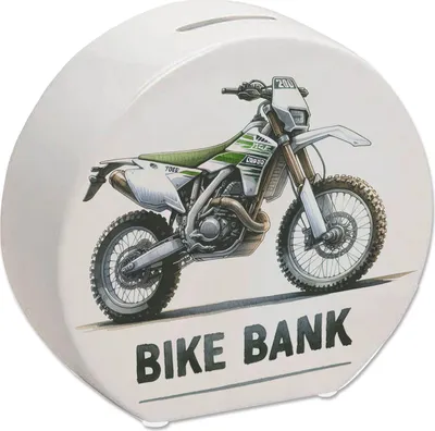 Produktbild von Enduro Motorrad Spardose mit Spruch Bike Bank