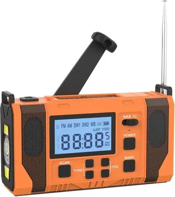 Produktbild von Notfall-Handradio mit Solar-Ladung - 10000mAh, AM/FM, Handschlagfunktion & USB