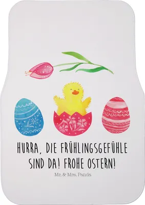 Produktbild von Mr. & Mrs. Panda Automatte Küken Schlüpfen - Weiß - Geschenk, Fußraummatte, Ostergrüße, Autoteppich, Auto Fußmatte, Ostern, Osterei, Fürs, Freude, Frohe