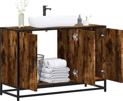 Immagine prodotto di Maison Exclusive - Mobile lavabo in rovere affumicato 90x33x60 cm Materiale ligneo
