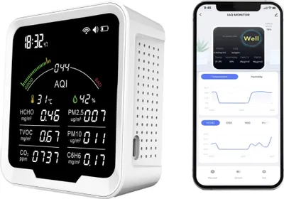 Obrázok produktu pre Inteligentný merač kvality ovzdušia WiFi s podporou Tuya - PM2,5, CO2, C6H6, PM10