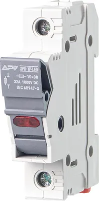 Imagen del producto de Soporte de fusibles fotovoltaicos, 1 polo, 1000V DC, con LED. Interruptor de fusibles para cartuchos cilíndricos de 10x38 mm. Fusible cerámico para aplicaciones fotovoltaicas