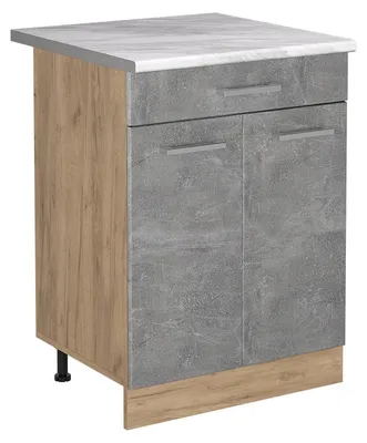 Immagine prodotto di Mobiletto base cucina Vicco R-Line Calcestruzzo/Rovere dorato 60 cm con cassetto piano di lavoro Marmo, Model 61200