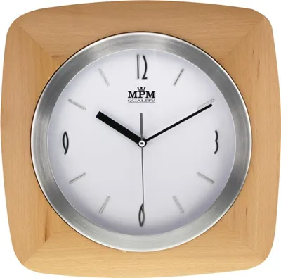 Produktbild von MPM-Quality Wanduhr Holz Naturbelassen 32 x 32 cm Quarzuhrwerk
