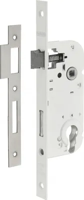 Image de Boitier de serrure encastrable à cylindre pour porte d'entrée, axe 40mm, bouts carrés, blanc - THIRARD