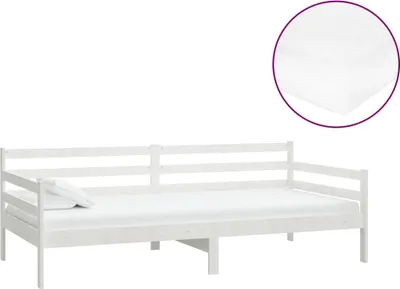 Image de vidaXL Lit de jour avec matelas 90x200 cm blanc pin massif