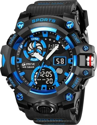 Image de Montre Sport STRYVE HU-38683 Noir/Bleu - Analogique et Numérique KP38683