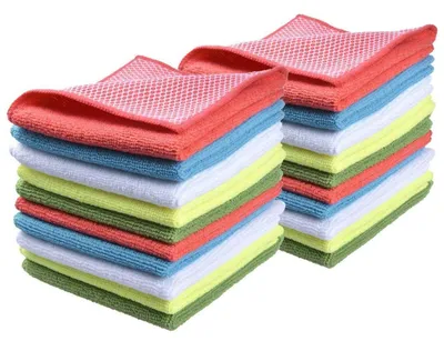 Produktbild von Mikrofaser-Geschirrtücher mit Scheuerseite, 30,5 x 30,5 cm, 20 Stück, verschiedene Farben