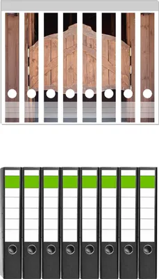Produktbild von Wallario 8 Stück schmale Ordner inkl. Klebeetiketten mit Motive Saloontür -  Set mit Rückenschildern / Ordnerrücken Stickern