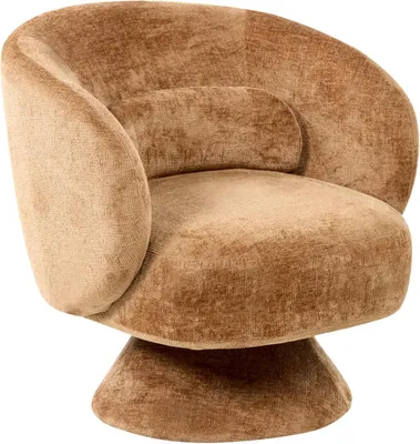 Produktbild von Drehbarer Chenille-Sessel in Goldbraun im Retro-Stil für das Wohnzimmer Lieksa