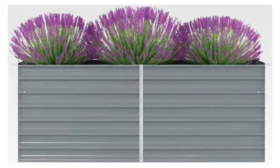 Produktbild von Hochbeet 160 x 80 x 45 cm aus verzinktem Stahl in Grau für Garten, Blumen und Gemüse