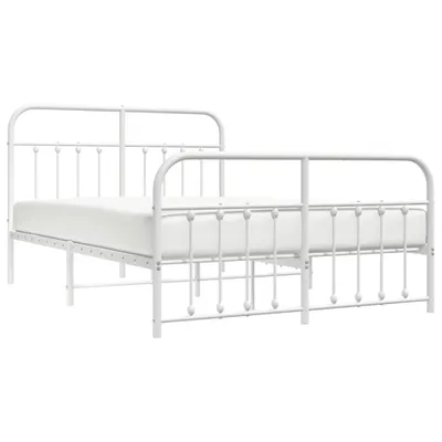 Image de vidaXL Cadre de lit avec tête et pied de lit en métal blanc 140x190 cm