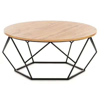 Zdjęcie produktu dla Stolik kawowy Diamond z okrągłym blatem 90 cm w kolorze dąb lancelot