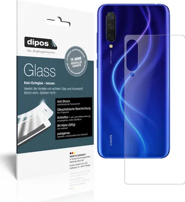 Produktbild von 1x Schutzfolie für Xiaomi Mi CC9e Rückseite matt - Anti-Shock 9H Folie dipos Glass Kunststoffglas