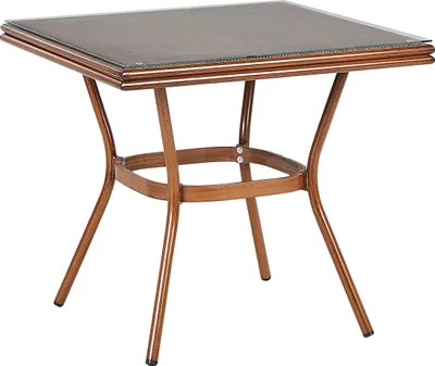 Obrázek produktu pro BELIANI Zahradní jídelní stůl tmavý tvrzené sklo šedý hliníkový rám 80 x 80 cm