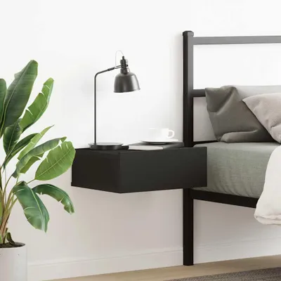 Immagine prodotto di Comodino sospeso nero 40x30x15 cm in materiale ligneo