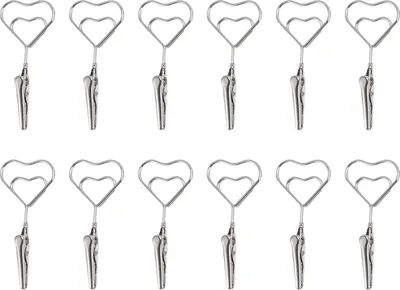 Produktbild von 12pcs 2,8 -Zoll -Doppelköpfe Memo Clip Metall -Kartenhalter -Draht -Fotoklemme für hängende Anzeige Herzform