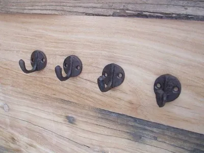 Produktbild von 4-er Set, 4 Stück Wandhaken, Wandgarderobe, Gusseisen, rostfarben