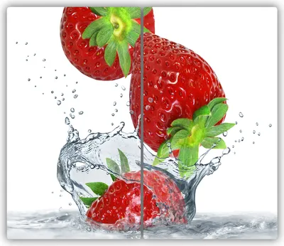 Produktbild von Tulup Glas-Herdabdeckplatte - 2x30x52cm - Glaskeramikkochfeld-Abdeckung Spritzschutz Zweiteilig Erdbeeren und Wasser