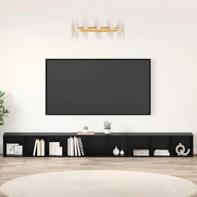 Image de Maison Exclusive - Ensemble meuble TV 3 pièces aspect chêne noir 37 x 35 x 107 cm