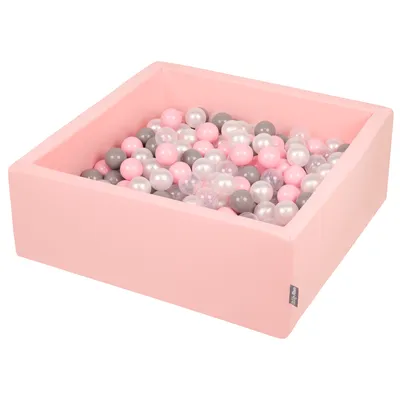 Obrázok produktu pre KiddyMoon 90x30cm/300 loptičiek ∅ 7cm Detské penové loptičky  vyrobené v EÚ, Ružová: Perleťová/Sivá/Priehľadná/Púdrovoružová