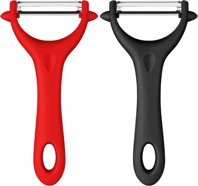 Imagen del producto de Pelador de verduras en forma de Y, juego de 2 unidades, acero inoxidable, mango ergonómico, antideslizante, para la cocina