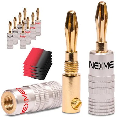 Produktbild von Bananenstecker mit Schrumpfschlauch vergoldet 10x Stecker NEXMEX Steckverbinder