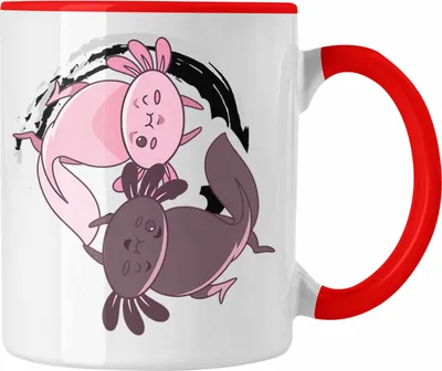 Produktbild von Trendation - Axolotl Tasse Grafik Lustig Geschenkidee Schwanzlurch Tiere Geschenk Ying Yang Zeichen (Rot)