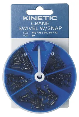 Produktbild von Kinetic Crane Swivel W/Snap Assortment Black Nickel - 30 Angelwirbel