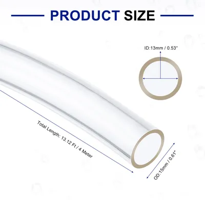 Produktbild von PVC Schlauch 13mm ID x 15mm OD (4 Meter) - Aquarium Schl?uche - Gummischlauch Bierschlauch flexibel, lebensmitteltauglich & transparent fš¹r Trinkwasser, Haushalt und Industrie