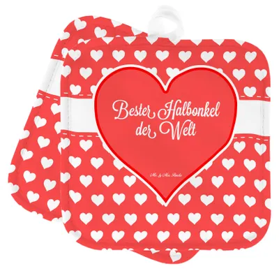 Produktbild von Mr. & Mrs. Panda Topflappen Halbonkel - Geschenk, Stiefgeschwister, Topfuntersetzer, topfhalter, Ofenlappen, Kochlappen, Stiefonkel, Familie, Stief, Set