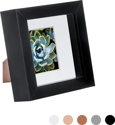 Produktbild von Nicola Spring 4 x 4 3D Shadow Box Bilderrahmen - Craft Anzeigen Bilderrahmen mit 2 x 2 Montieren - Glas Aperture - Schwarz