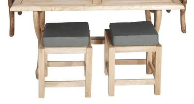 Produktbild von Gartenhocker Polsterhocker Modernes Set 2x Hocker Holzhocker Designhocker