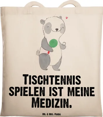 Produktbild von Mr. & Mrs. Panda Tragetasche Panda Tischtennis - Transparent - Geschenk, Ballsport, Tasche, Bund, Stoffbeutel, Shopping, Tote Bag, Verein, Schultasche, Laptoptasche